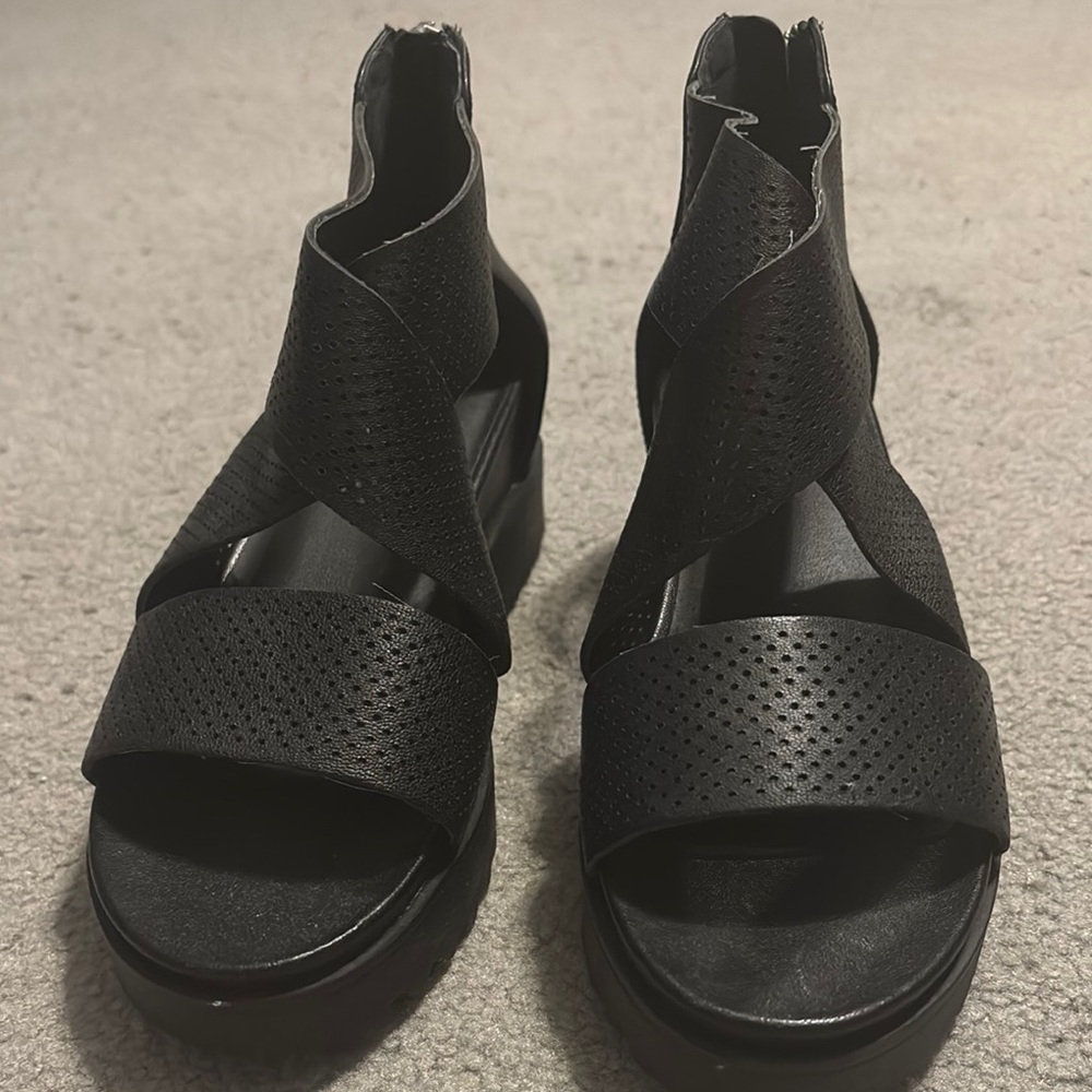 Steven by Steve Madden natural comfort, Black Perforated Women's Sandals—